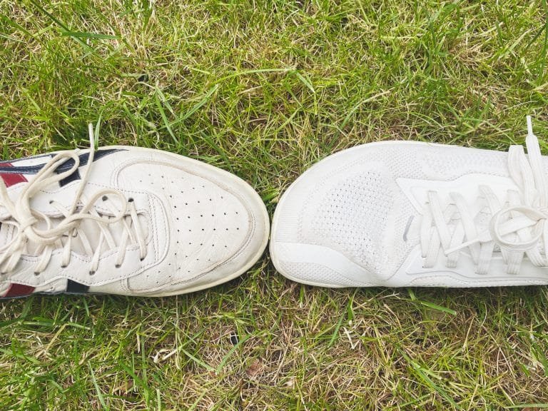 comparing barefoot shoe with regular shoe
