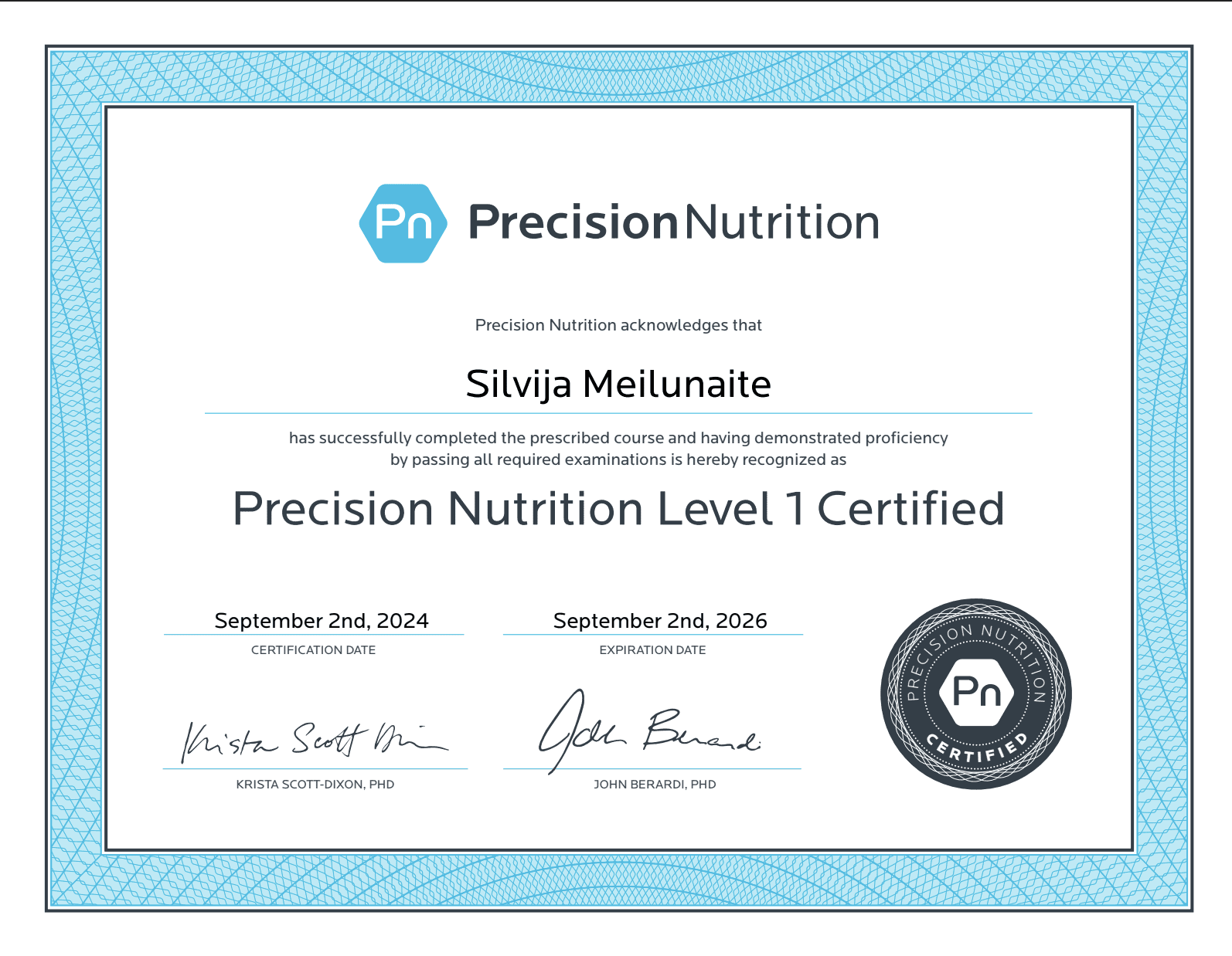 Precision Nutrition Level 1 Certification