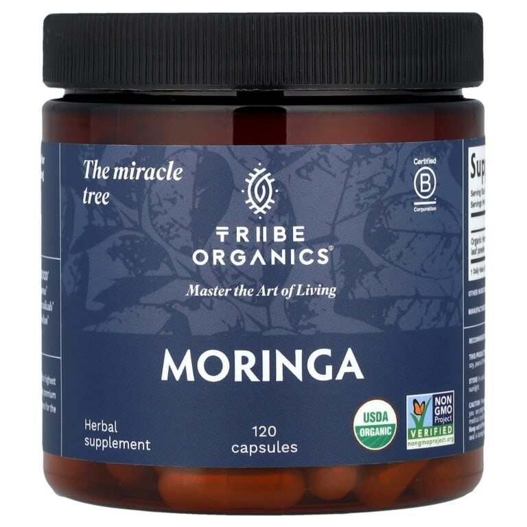 Tribe Organics, 1800mg Moringa Organic Vegan Herbal Supplements for Energy Support 120 Capsules
