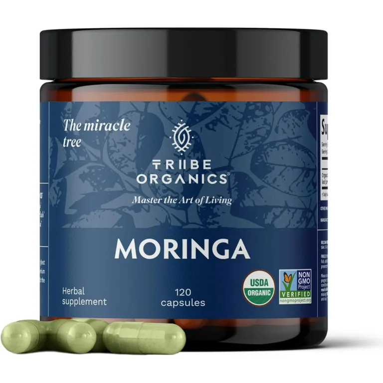 Tribe Organics 1800mg Moringa Organic Vegan Herbal Supplements for Energy Support 120 Capsules