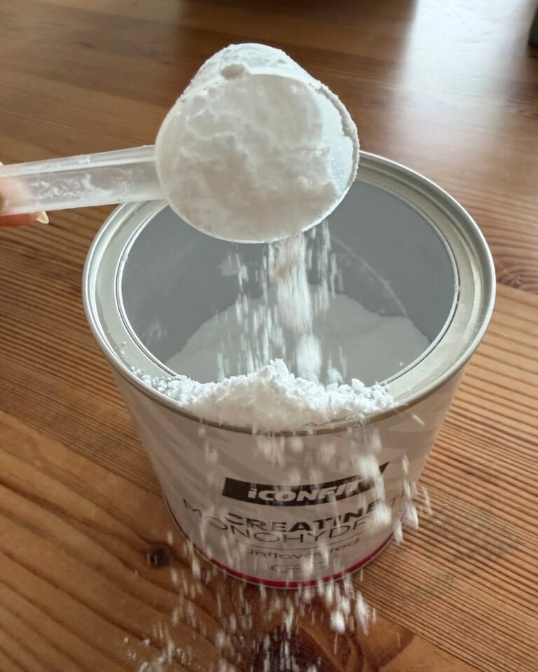 creatine for women over 40 a tub with spoon