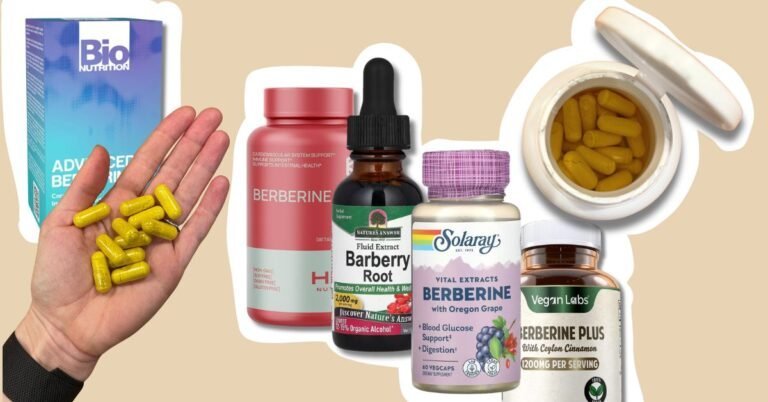 Various berberine supplement products displayed