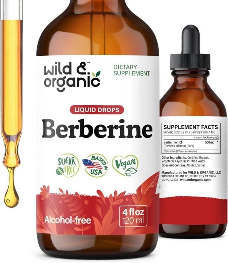 Liquid berberine dietary supplement bottle