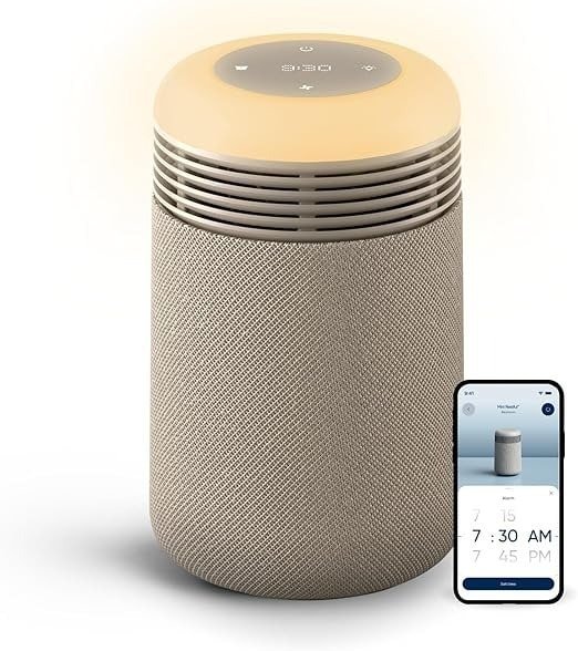 BLUEAIR Purifier for Bedroom - Mini Restful - Sunrise Clock with HEPASilent Filtration and Wake Up Light