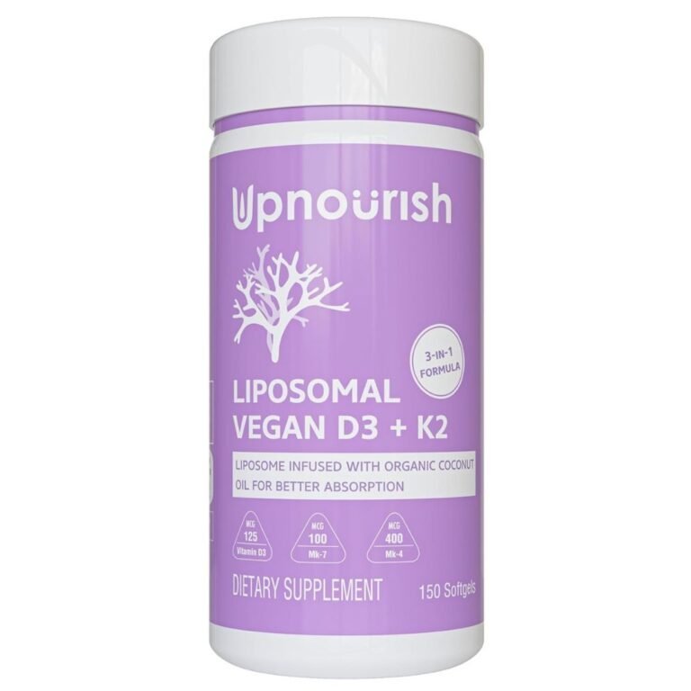 UpNourish Certified Vegan Vitamin D3 5000 IU K2 MK4 MK7 500 mcg Supplement