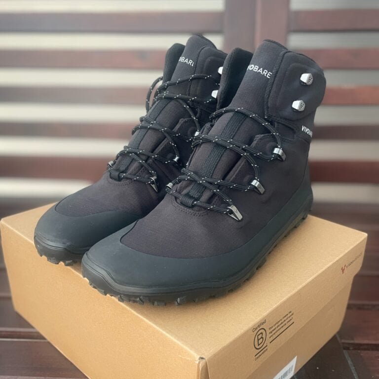 Vivobarefoot Tracker Boot on a box