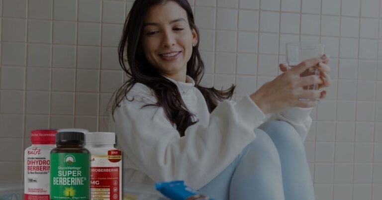 Person holding Best Dihydroberberine Supplements in bathroom