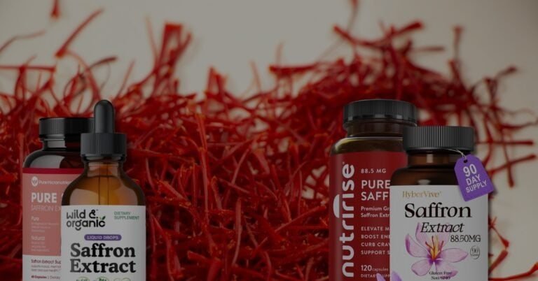 Bottles of best saffron supplements on display