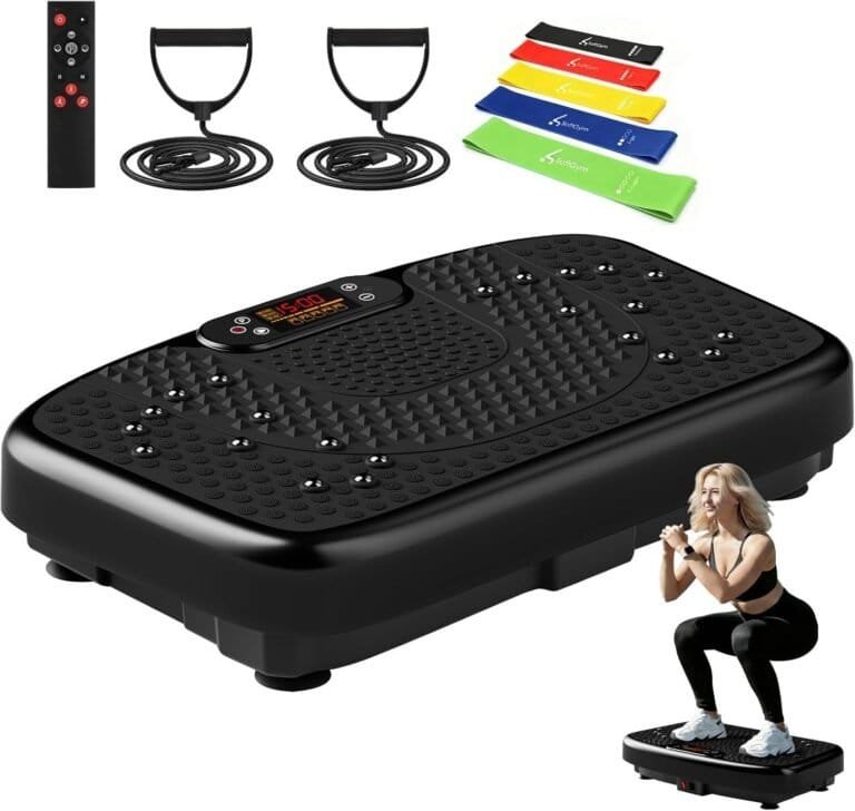SoftGym Vibration Plate Exercise Machine with resistance bands and remote control