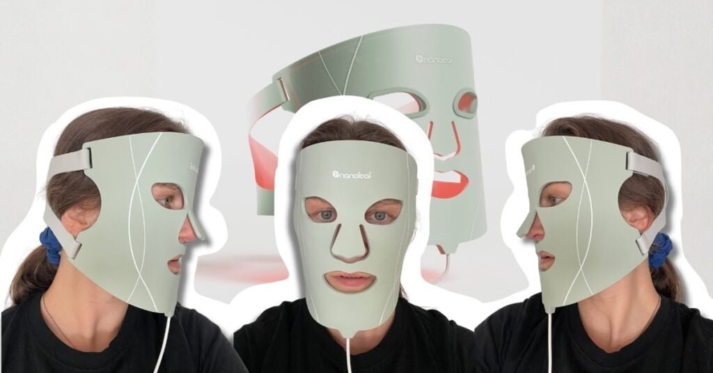 Facial mask for light therapy treatment.