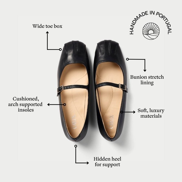 CALLA Rosemary - Black Leather Ballerinas
