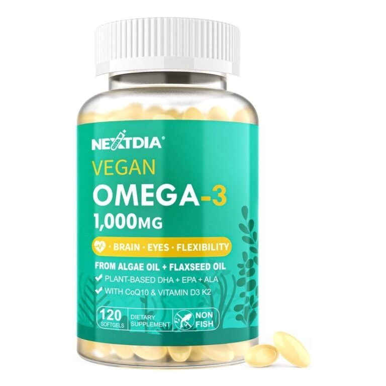 Nextdia Vegan Omega 3 EPA DHA ALA Supplement CoQ10 Vitamin D3 K2