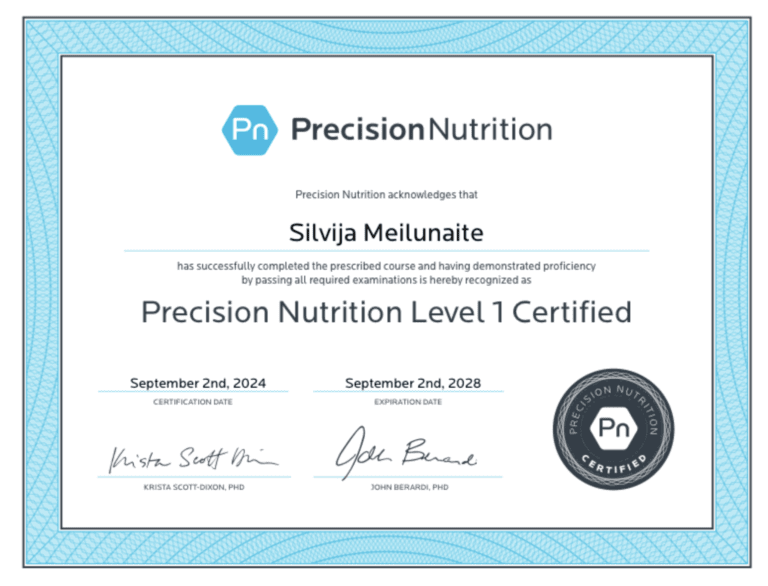 precision-nutrition-silvija meilunaite-level-1-nutrition-coaching-certification-certification