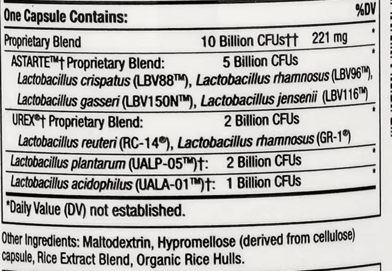 good example of label for probiotics