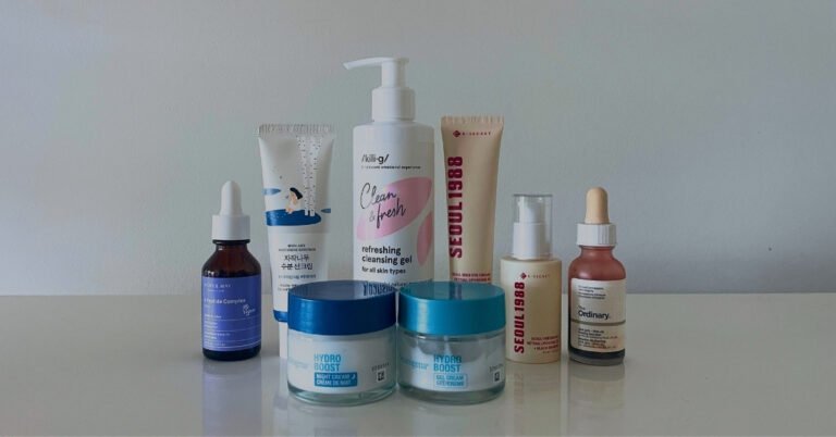 My Simple Skincare Routine at 42 and What I Changed in Perimenopause skincare bottles